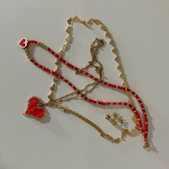 Multi Strand Beaded Heart Necklace Set for Women - Miyuki Romantic Necklace - Picture 5 of 5